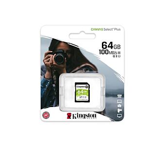 Spominska kartica SDXC KINGSTON 64GB CANVAS SELECT Plus, 100MB/s, C10 UHS-I U1 V10
