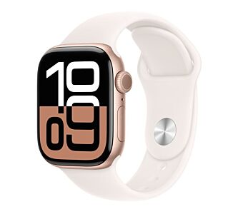 Apple Watch Series 10 GPS 42mm Rose Gold Aluminium Case - Light Blush Sport Band - M/L (mwwj3qh/a)